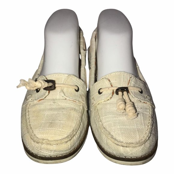 Toms Cream Linen Loafers Flats 7.5 - Picture 3 of 8